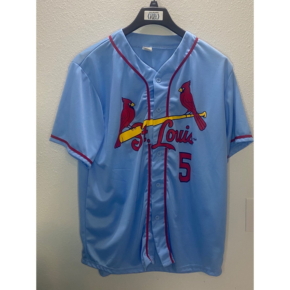 Cardinals Baseball Jersey Mens XL Blue  Albert Pujols 5 Button Front